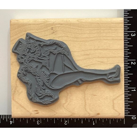 VERY RARE 2003 STAMP OASIS 1675-H TOP HAT WOOD MOUNT RUBBER STAMP BOA SHOW GIRL - Picture 3 of 5